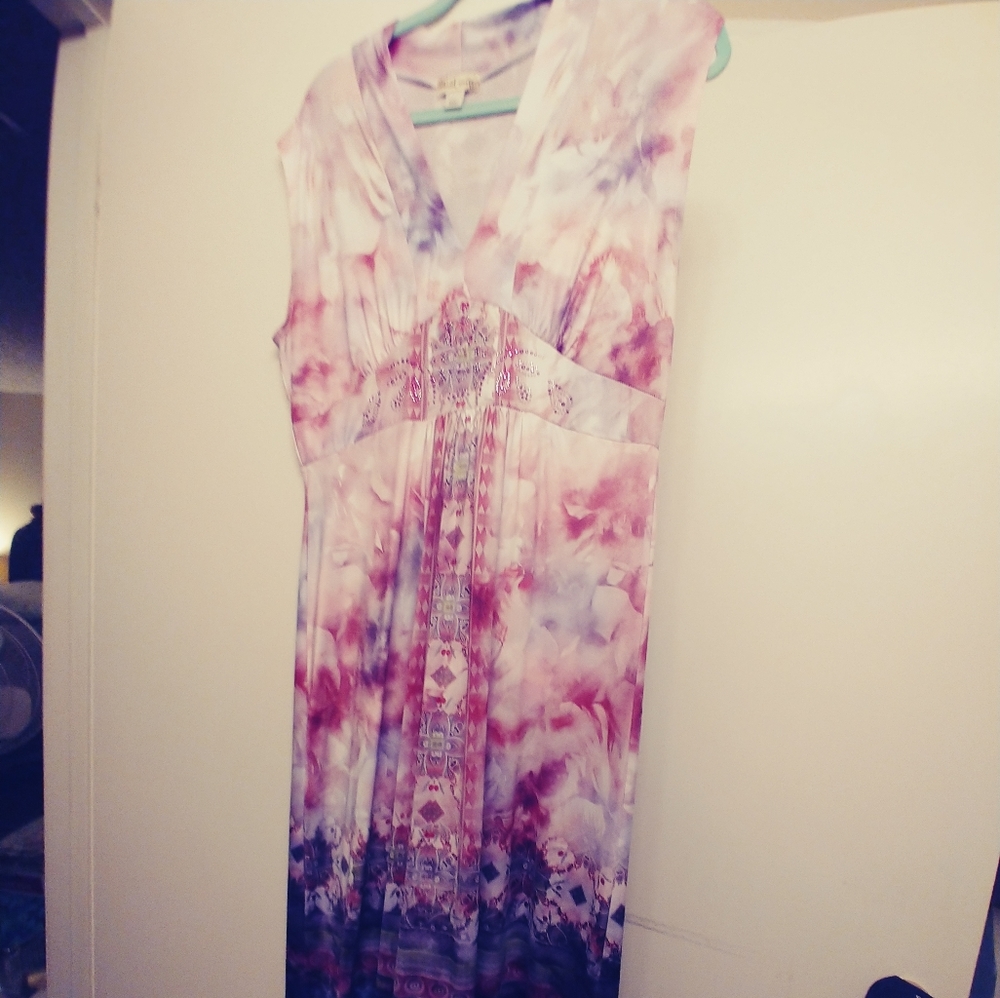 Pink floral maxi dress